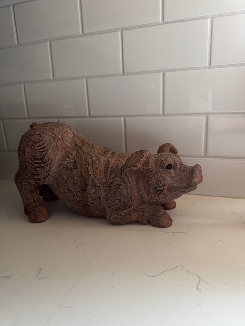 Rustic Brown Pig Figurine Decorative Sculpture - Unbranded